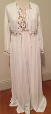 Vintage Gilead 2 Pc Nightgown Robe Embroidered Nylon Long 36