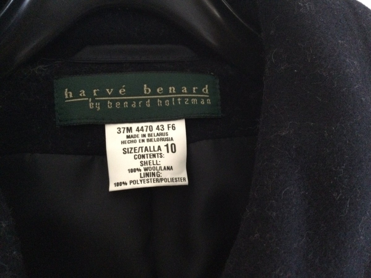 Harve Benard Women 100% Wool Overcoat, Dark Blue, Size 10, made in
