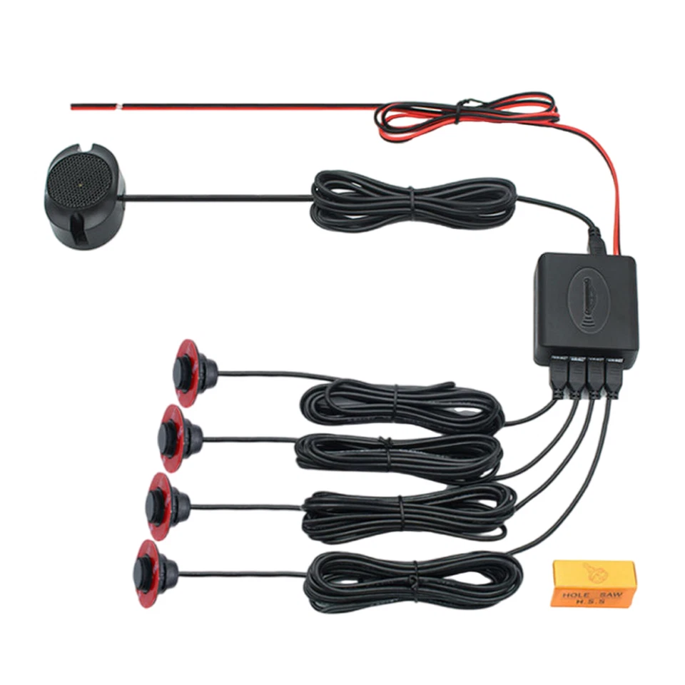 Kit de sistema de radar zumbador trasero retroceso coche 4 sensores estacionamiento alarma de sonido Foto 2 de 4