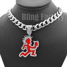 Hip Hop Silver PT HATCHET MAN RUNNER Pendant  11mm 18" 20" Cuban Chain Necklace