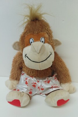 Good Stuff Plush Monkey Chimp Ape in Satin Heart Boxers Valentines Gift 12'' 