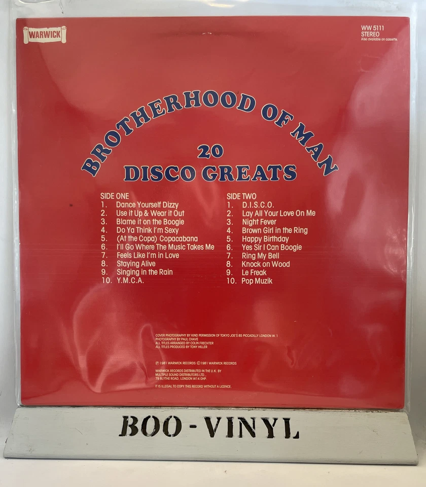 Brotherhood of Man ~ 2 vinyl LP Records 20 Disco greats + 20 Love songs NM/NM - Image 2 of 4