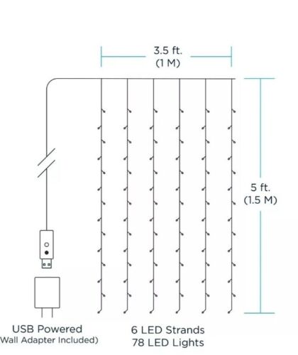 Cascading Curtain Lights Music Reactive Merkury Innovations 78 LED W/Remote New - Picture 6 of 7