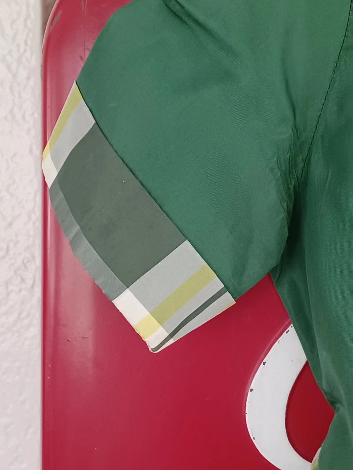 Vestido Completo Vintage Niña Hecho a Mano Estampado a Cuadros Verde con Corbata Vacaciones  Foto 3 de 4