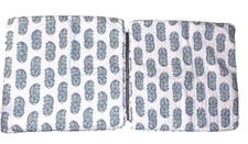 Set/2 Lillian August White/ Blue Paisley Quilted Cotton Euro Pillow Shams