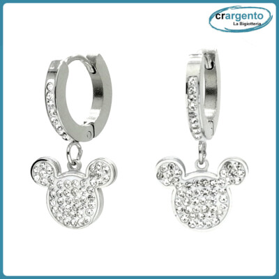 Orecchini In Argento 925 A Forma Di Topolino Con Zirconi - Cute E Brillanti - Regalo Per Donne E Ragazze - 3