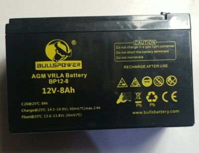 BullsPower BP12-8 12V 8Ah F1 AGM VRLA Battery. FREE SHIPPING 