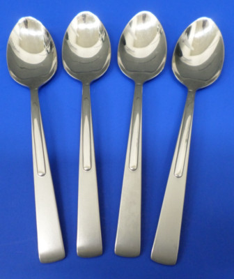 4 - Oneida CENTIGRADE Frosted w/ Glossy Accent Stainless USA Flatware TEASPOONS