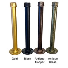 Rustic Pipe Shelf Brackets, Set of 2, Black, Gold, Copper, Brass Bracket