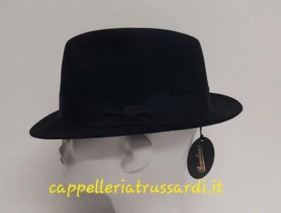 Chapeau Hat Hut BORSALINO En Feutre De Lapin NOIR Taille 62 - Photo 1/4