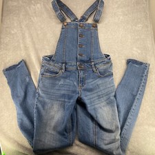 Tinseltown Denim Couture Distressed Bib Overalls Skinny Sz M