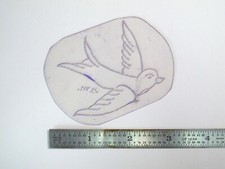 vtg 1960s 1970s Tattoo Flash acetate stencil Cruising Dove signed BR1
