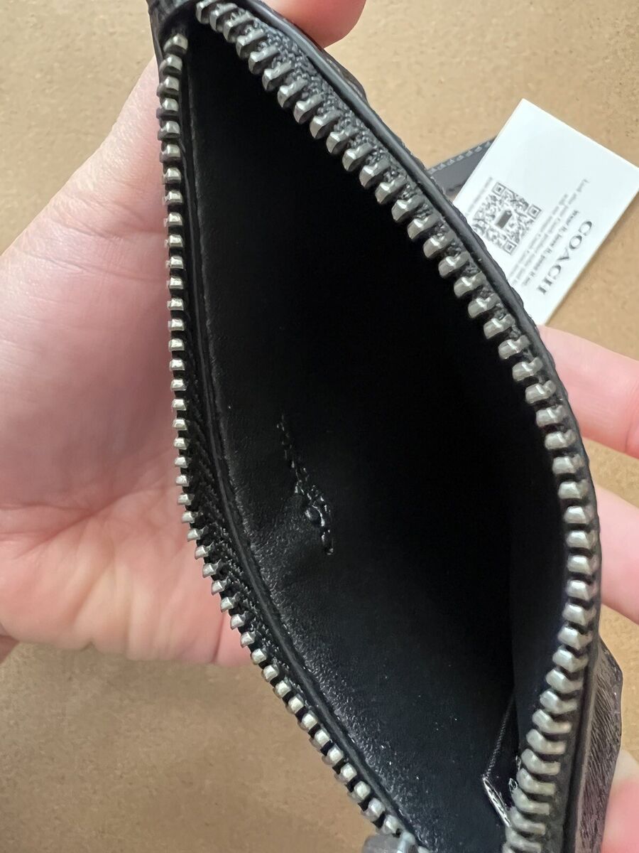 Coach Black Long Zip Card Case In Signature Canvas Wallet Coach Black Long Zip Card Case In Signature Canvas Wallet