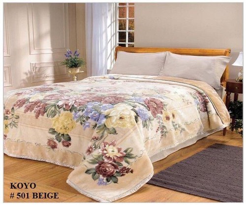 FLORES FARBE BEIGE COBERTOR COBIJA SUPER PESADA Y CALIENTE MARCA KOYO KING