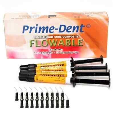 Prime Dental Flowable Light Cure Dental Composite 4 Syringe Kit Shade A2