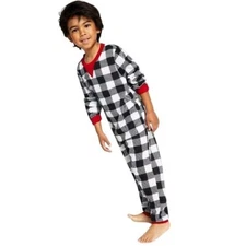 Family PJs Pajamas Matching Kids Thermal Buffalo Black and White Buffalo Check