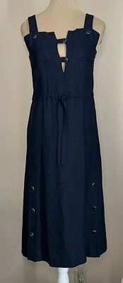 Vintage COURREGES Paris Early 1970's Dress NAVY BLUE Space Age Mod MCM Small