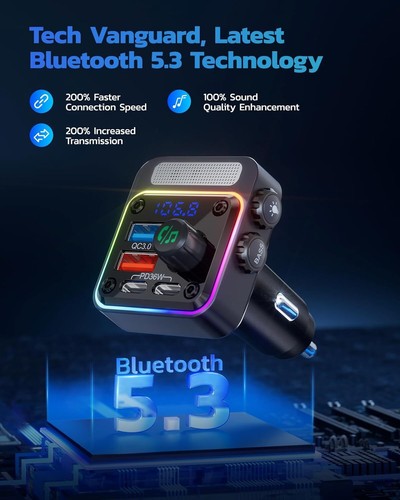 Car Adapter Charging Port Radio FM Transmitter High Speed with Deep Bass Player - Picture 3 of 11