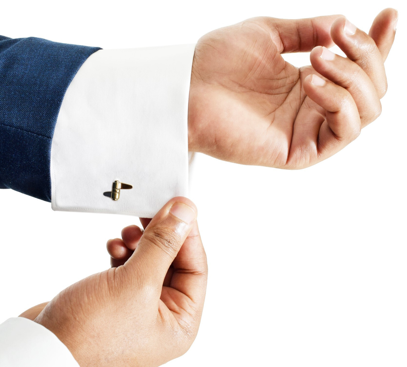 Torqtier Cufflinks for Men 18k Gold Plated Swivel Arms Stainless Steel