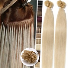 Russian 100 Real Remy Human Hair Extensions Nail U Tip Keratin Pre Bonded Blonde
