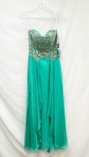 Women's Alyce Paris Jade Green Chiffon Dress Evening Gown with Beading Size 0