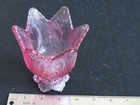 Fenton Tulip Cranberry Pink Glass Two Way Candle Holder