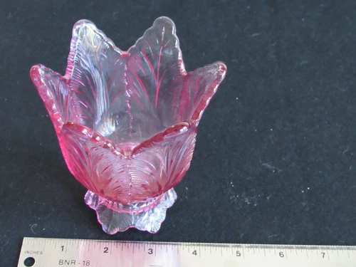 Fenton Tulip Cranberry Pink Glass Two Way Candle Holder