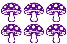 Mushroom Graphic Six PK 3" Purple Vinyl Decals Car Truck Window Tablet Tumblers