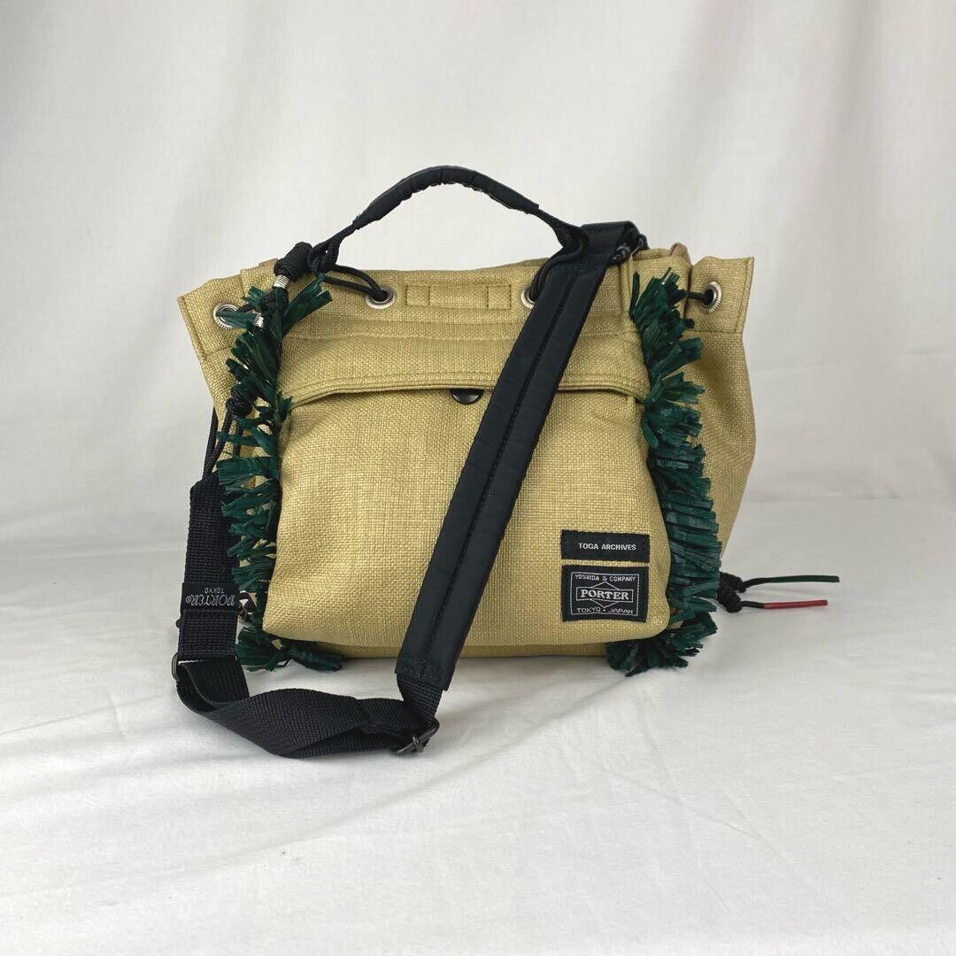 TOGA ARCHIVES x PORTER Beige Canvas String Fringe 2way Bag TOGA ARCHIVES x PORTER Beige Canvas String Fringe 2way Bag