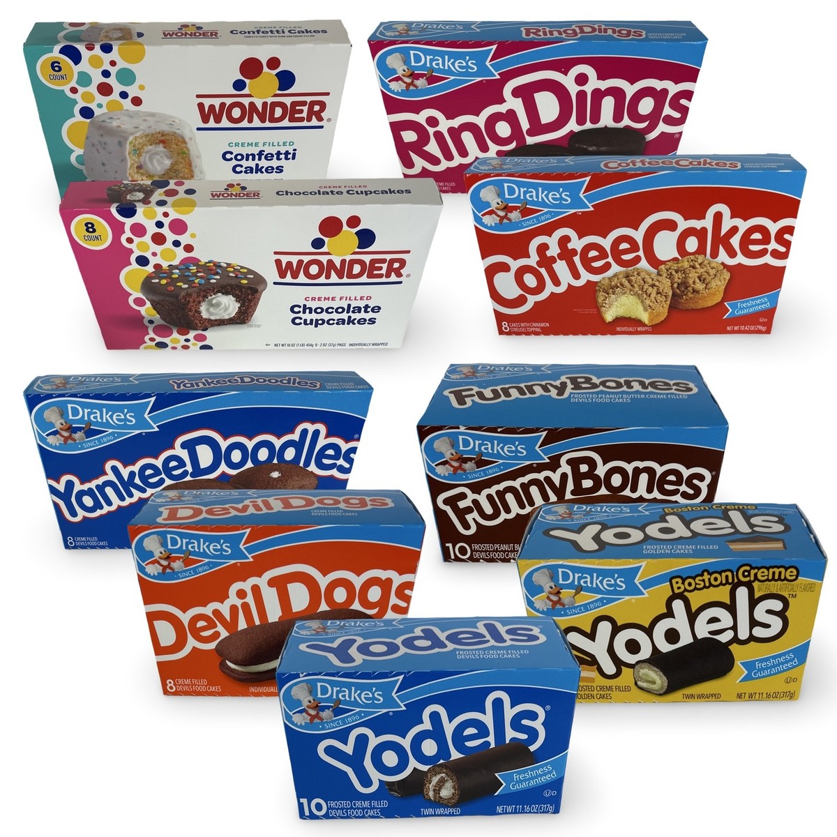 Drake's Snack Cakes Multipack Box, Featuring Cupcakes, Yodels
