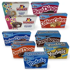 Drake's and Wonder Snack Cakes Multipack Box, Featuring Cupcakes, Yodels, Devil