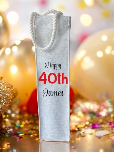 Personalised Bottle Bag | Wine Gift Bag | Happy Birthday 18th 21st 50th ANY AGE - Picture 2 of 5