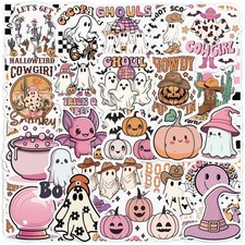 200 Pcs Halloween Ghost Funny Spooky Stickers, 100 Styles Waterproof Vinyl, Pump
