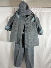Vintage Blue Wool Child Girls Winter Snow Suit  Jacket, Pants,  Hat