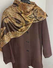 Vintage Chocolate Brown Metallic Paisley Brocade Pashmina Scarf. Scarf Only