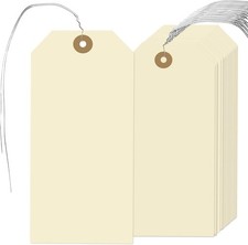 200 Pcs Manila Shipping Tags with Wire Attached, 4 3/4 x 2 3/8 inches Label Hang