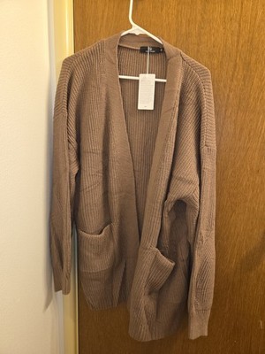 Lillusory Womens 2xl Brown Beige Open Cardigan Sweater New Cabincore Cozycore