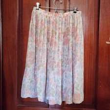 Alfred Dunner Floral Pleated Sheer Skirt Womens 12 Classic Spring Business Wear