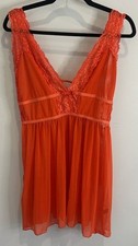 Fredericks of Hollywood Tomato Red Nightgown Set Lace Babydoll Thong New 3X 4X