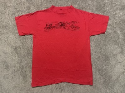 Vintage 80s Ralph Steadman T Shirt Mens L Red USA Single Stitch Gonzo RARE