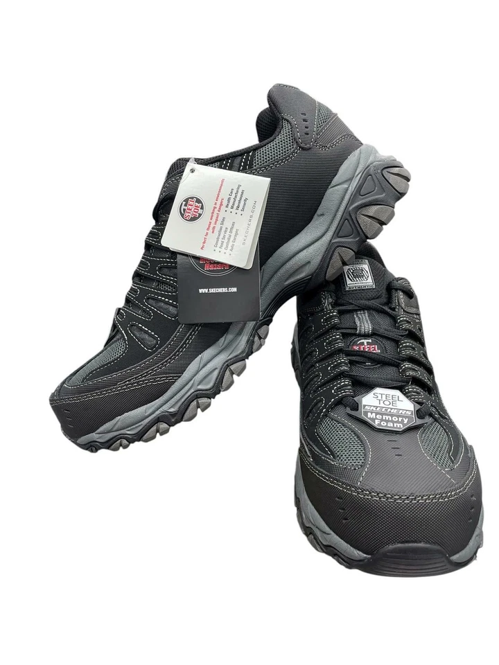 Skechers Men's Cankton Steel Toe Shoe Electrical Hazard Rated Black/Charcoal 8 - Image 4 of 4