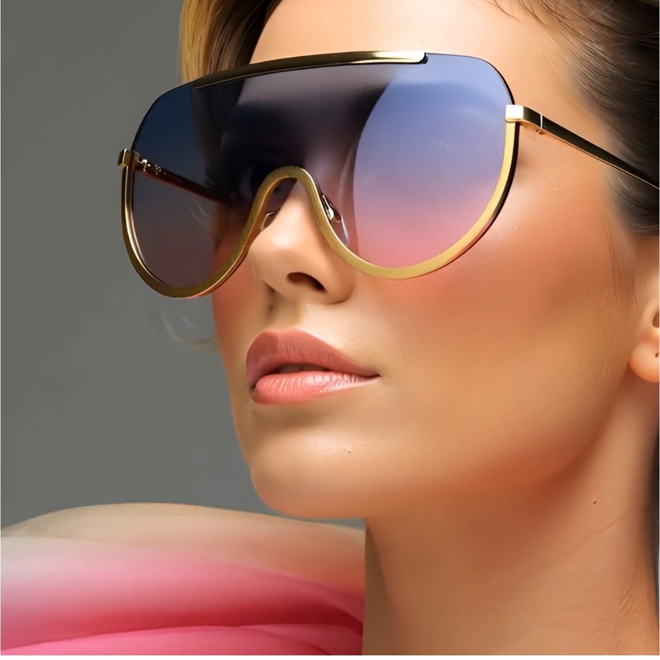 Fashion Sunglasses Women Futuristic Shield Large Cover Visor Eyeglasses Designer