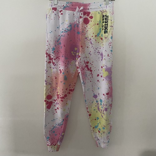 Justice Girls Everyday Fleece Jogger Hoodie Size XL 14/18 White Paint Splatter - Picture 4 of 12
