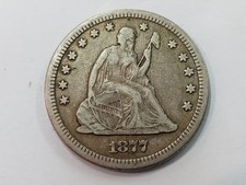 1877-CC Seated Liberty Silver Quarter 25c