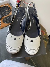 RONIT ZILKHA SANDALS SIZE 6.5 WHITE  SLINGBACK KITTEN HEEL DOLLY