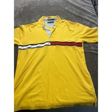 Tommy Hilfiger Mens Yellow Pique Polo Shirt Chest Stripe XL Short Sleeve Cotton