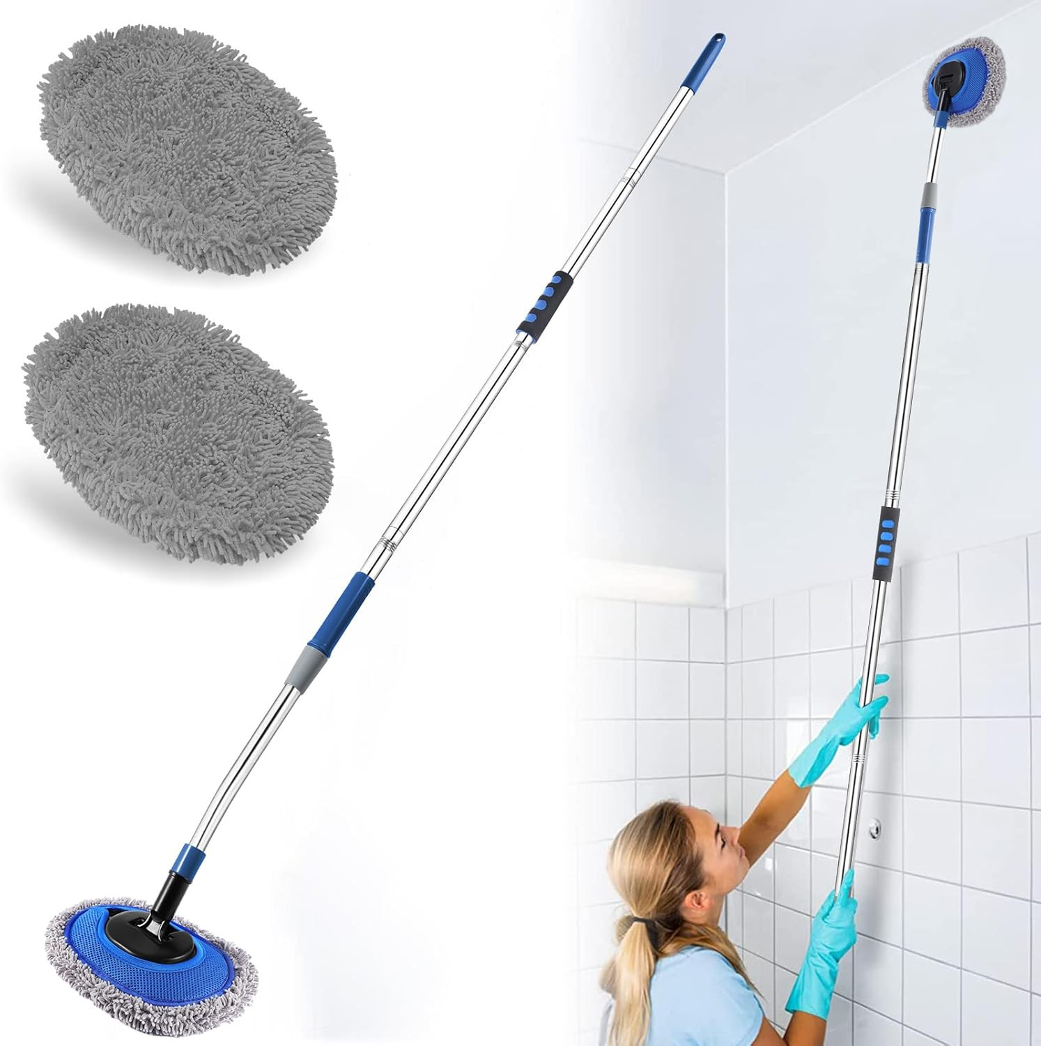 Wall Cleaner, Max 66'' Wall Mop with Long Handle, Ceiling Dust Mop with 15&deg; Labo