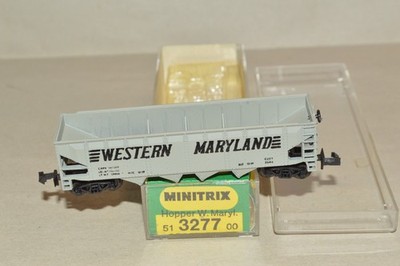 N scale Trix Minitrix Western Maryland Ry 4 bay coal hopper car train