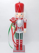 Holiday Lane Wood Christmas Nutcrackers Red  Green Candy Nutcracker 15" H
