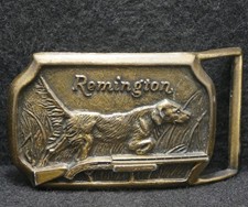 XB17121 VINTAGE 1974  REMINGTON  GUN MANAUFACTURER ADVERTISEMENT BELT BUCKLE